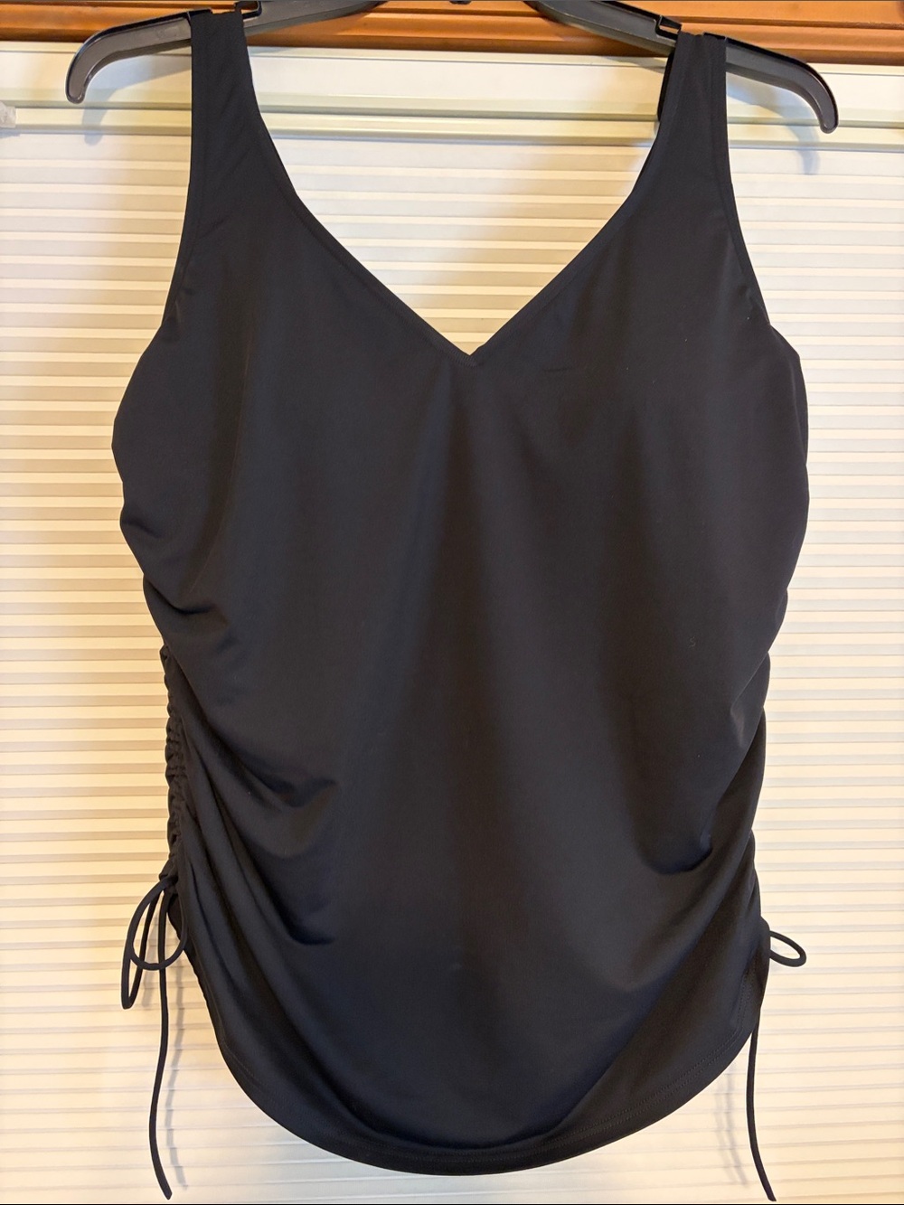 Lands' End Black V-Neck One-Piece with Side Drawstrings